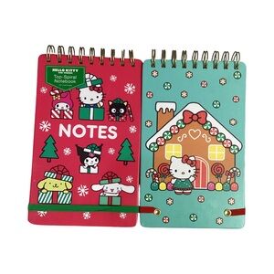 Hello Kitty Lot of 2 Spiral Top Notebooks 192pg Hardcover Christmas NEW Giftable